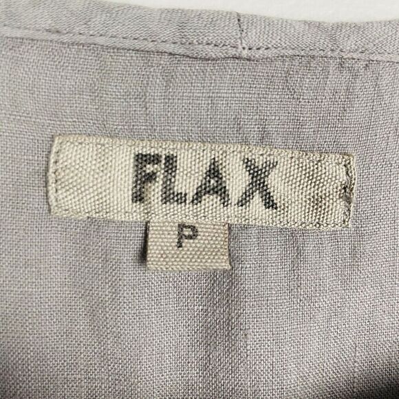 FLAX 100% Linen Scoop Neck Top Women's XS Gray Oversized Lagenlook Minimalist - Picture 3 of 9